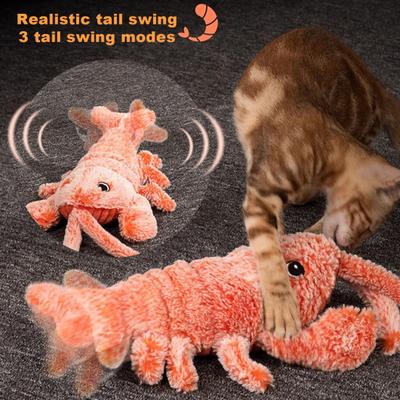 Floppy Lobster Interactive Dog Toy USB Rechargeable Vibration Modes Cat Toy Electric Realistic Wagging Lobster Toy Catnip Addable Stress-relieving Pet