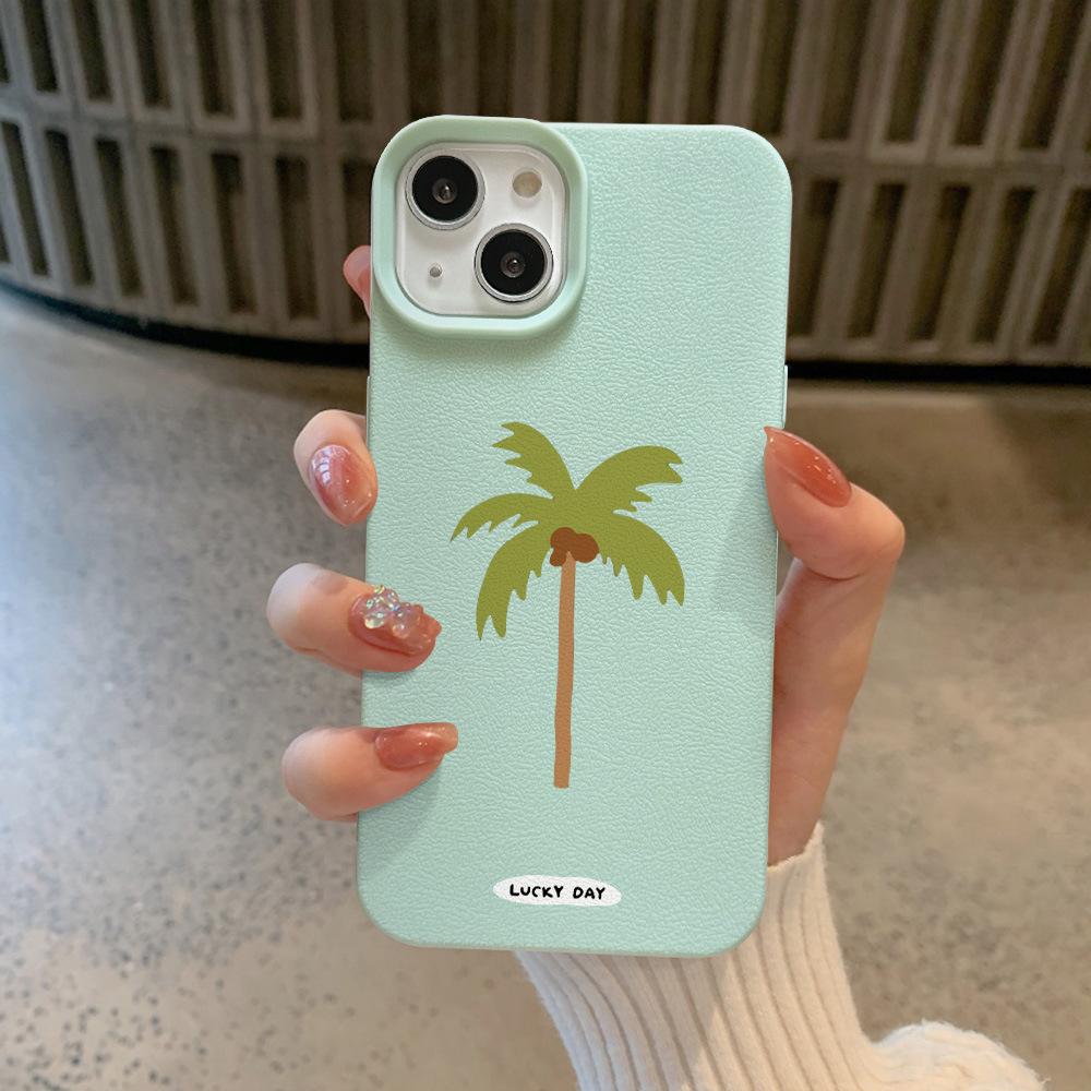 

Простой кокосовый лес Подходит для чехла для мобильного телефона Apple 16 iPhone 15/14plus Креативный 12 Рисунок личи 11 Силикон Apple XS