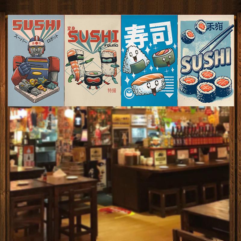 Japanese-style Short Half Curtain Ramen Kitchen Door Partition Sushi Restaurant Decor Curtain No-Drill Kitchen Window Screen