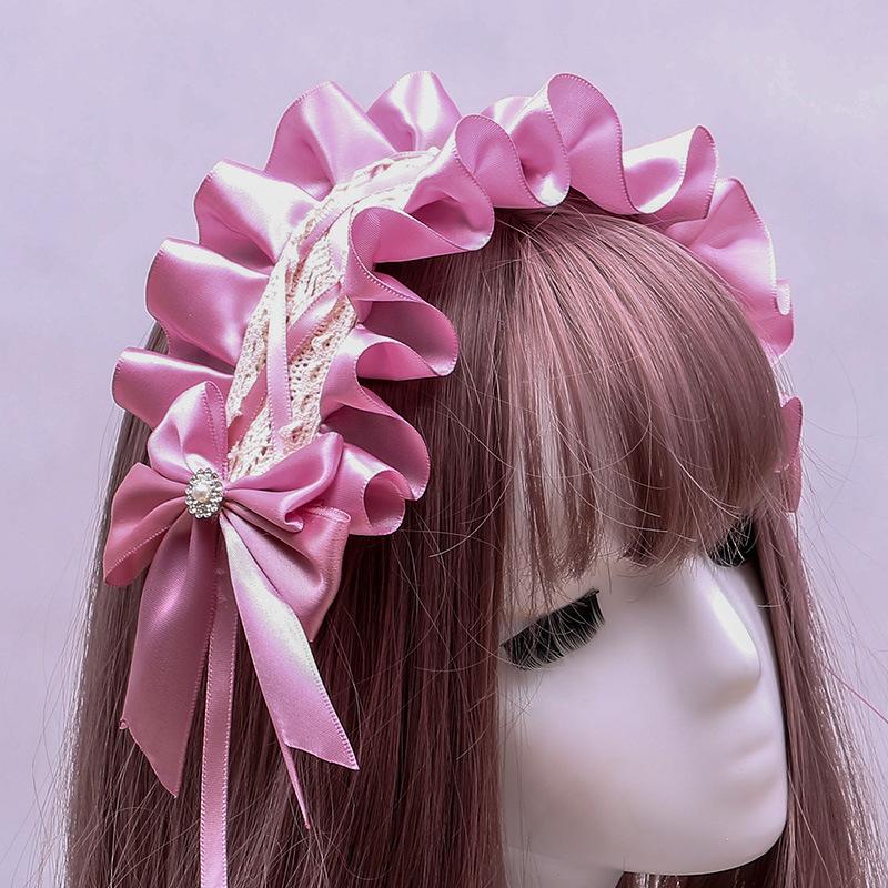 Handmade Bow Lace Headband Japanese Girl Lolita Hairpin Soft Cute Two-dimensional Headgear Cute Sister Hair Accessories
