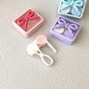 1Set Mini Contact Lenses Box Purple Pink Candy Color Contact Lens Case with Bow Decoration for Women Holder Eyewear Accessories