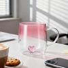 Gradient Colored Love Glass Cup Couple Breakfast Milk Cups Transparent Drinking Glasses for Juice Iced Coffee Mugs Drinkware
