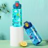 1pc600ML Children Cartoon Animal Water Bottle Cup with Straw Portable Student Anti-falling Water Bottle Toddlers Beverage Kettle