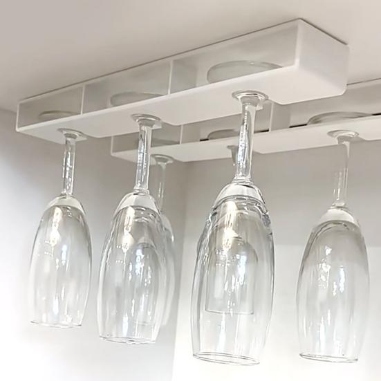 2Pcs Goblet Hanging Rack No Drill Wine Glass Holder Space-Saving Under Cabinet