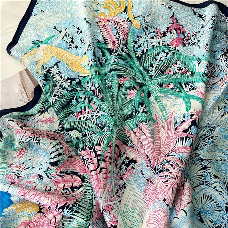 110*110 cm Quadratischer Seidenschal Damenmode Bedruckter kleiner Halsschal Büro Damen Haargürtel Folar Taschentuch Damen Taschentuch Schal Schal