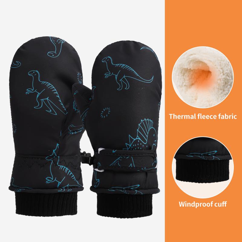 Kids' Quick-Dry Warm Ski Gloves with Waterproof Fabric and Thick Velvet Lining