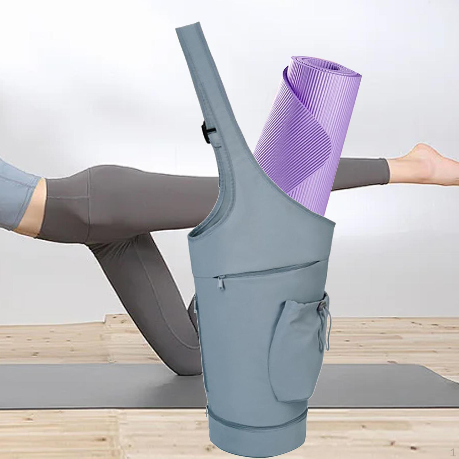 

Сумка для коврика для йоги с большим отверстием и держателем для бутылки с водой для тренировок синий