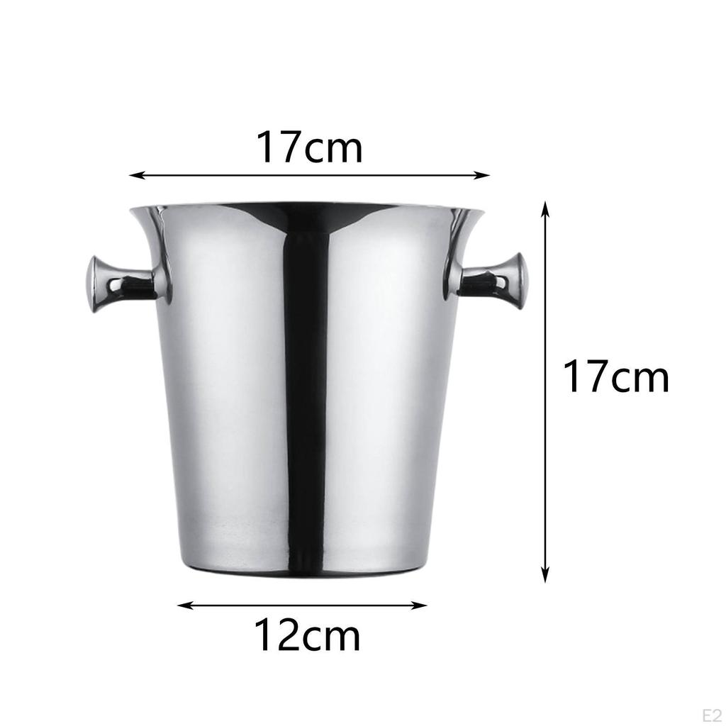 2L Edelstahl-Eiskübel-Set mit Griffen, Geeignet für Wein, Bierflaschen, Getränke, Kaffee