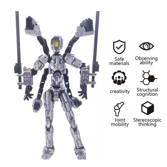 3D Printed Action Figure with Accessories Articulated Dummy Figurine with Movable Joints Desktop Decor Assembly Completed Action Figure Gift