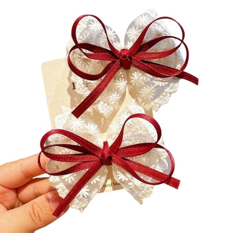 Adorable Lace Trimmed Hair Bows Hairpins for Infants Comfortable Baby Hair Accessories No Slip Grip Handmade Barrettes
