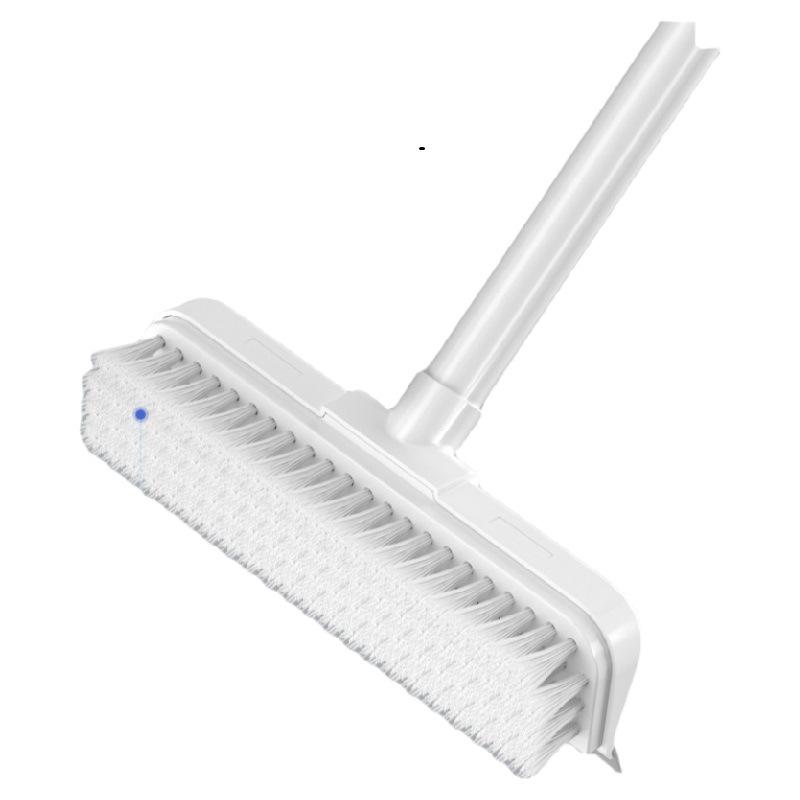 Dual-Function Bathroom Floor Scrubbing Brush with Stiff Bristles and Tile Squeegee