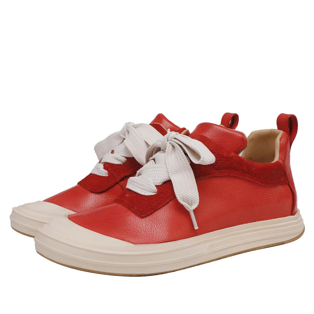 Johnature Zapatos de Mujer de Cuero Genuino Cómodos de Suela Plana Versátiles de Estilo Deportivo Zapatos Casuales de Suela Blanda