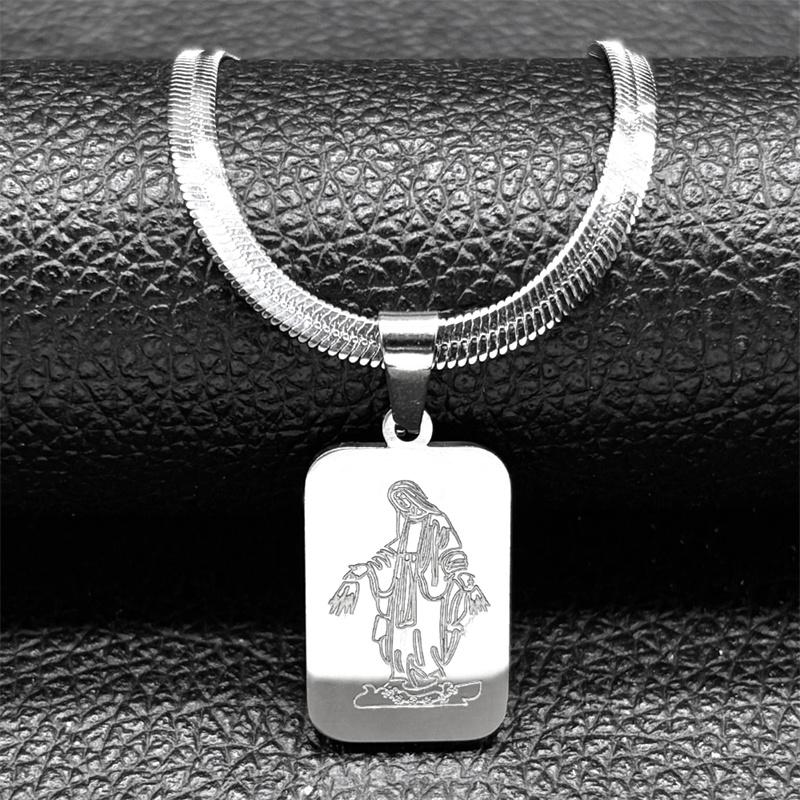 Religiöser Jungfrau Maria Anhänger Halskette für Frauen Männer Edelstahl Gold Silber Farbe Madonna Christliche Kette Halsketten Schmuck