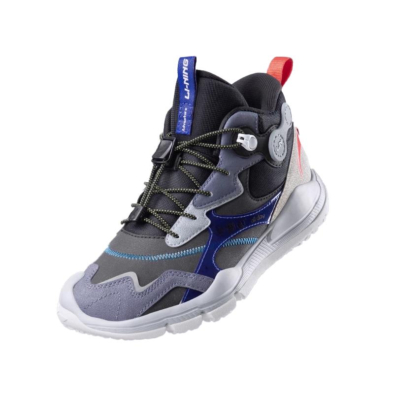 Li Ning Comfortable Versatile Shock Absorbing Durable Low Top Outdoor Shoes Kids Shoes Black YKES014-3