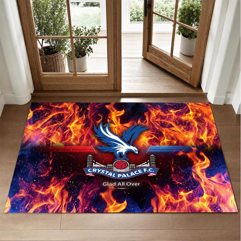 Crystal Palace Football Design Crystal Velvet Rug Soft Decorative Mat for Bedroom Entrance