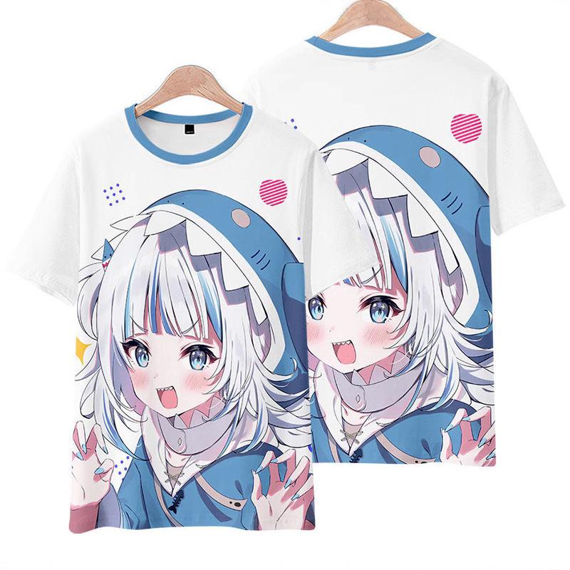 Summer New Women's GawrGura Hollywood Clothes Anime Surrounding 3D Short Sleeve T-shirt
