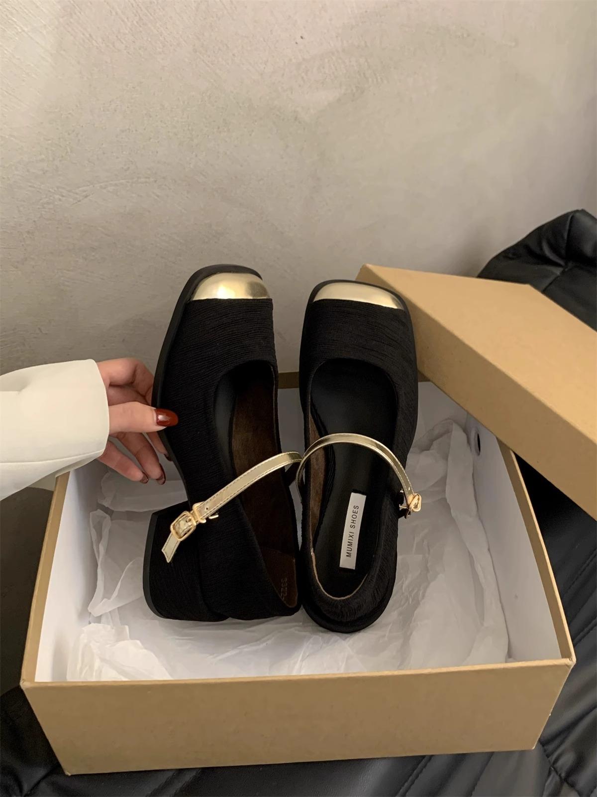 

Туфли-лодочки на толстом каблуке женские, в стиле маленького французского ветра, с квадратным носком и неглубоким вырезом, на высоком каблуке, Мэри Джейн, фея, новые модели французской весны 2025 года 40 чёрный