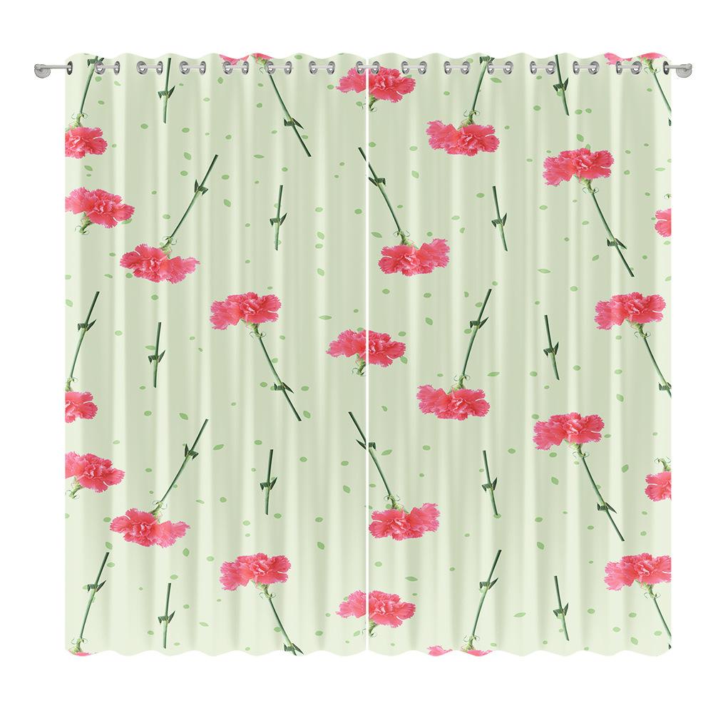 Floral Curtain Fabric Bedroom Living Room Balcony Blackout Curtain Office Hotel Heat Insulation Curtain