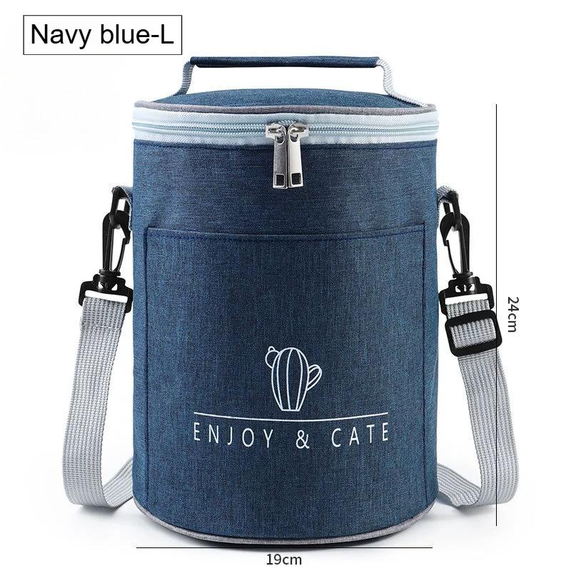 S/M/L Portable Cylindrical Thermal Lunch Cooler Bag Waterproof Food Bag with Large Capacity Insulated Container for Picnic