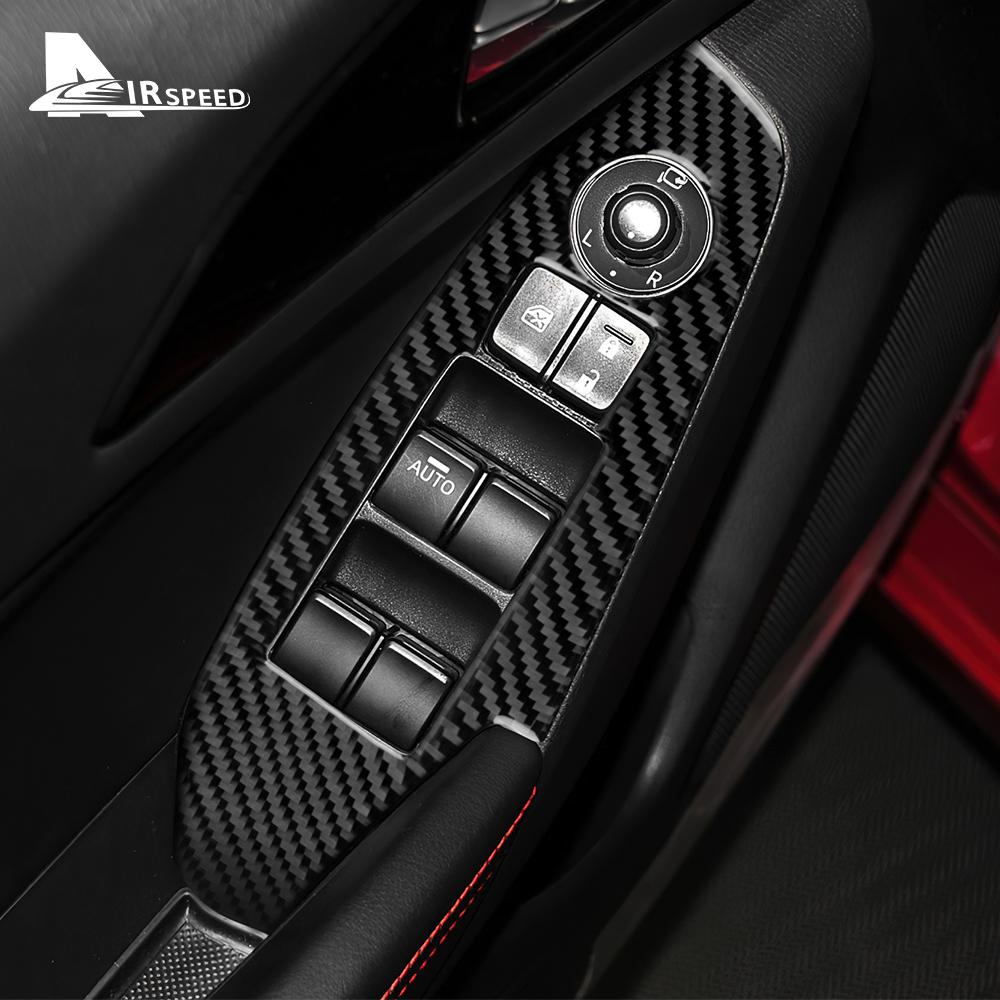 Real Soft Carbon Fiber Sticker For Mazda 3 Axela 2014 2015 2016 2017 2018 LHD RHD Car Window Lift Button Panel Trim Accessories