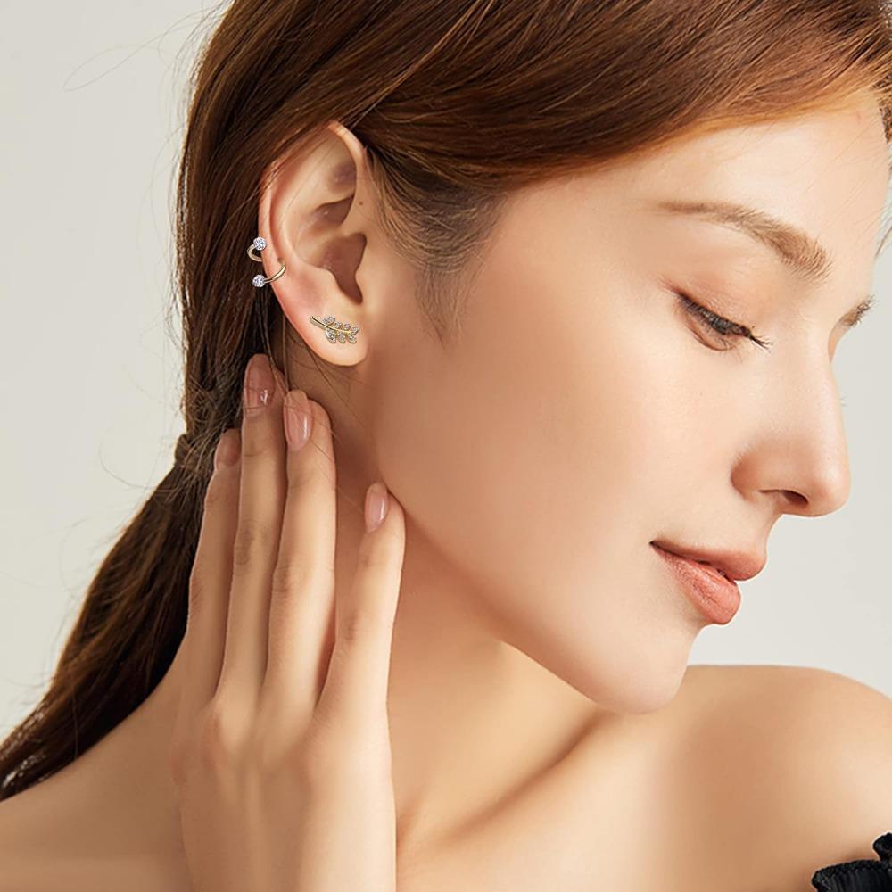 Drperfect Stainless Steel 16G Cartilage Earrings Studs Tragus Couch Helix Piercing Jewelry Flower Leaf Cartilage Helix Earrings