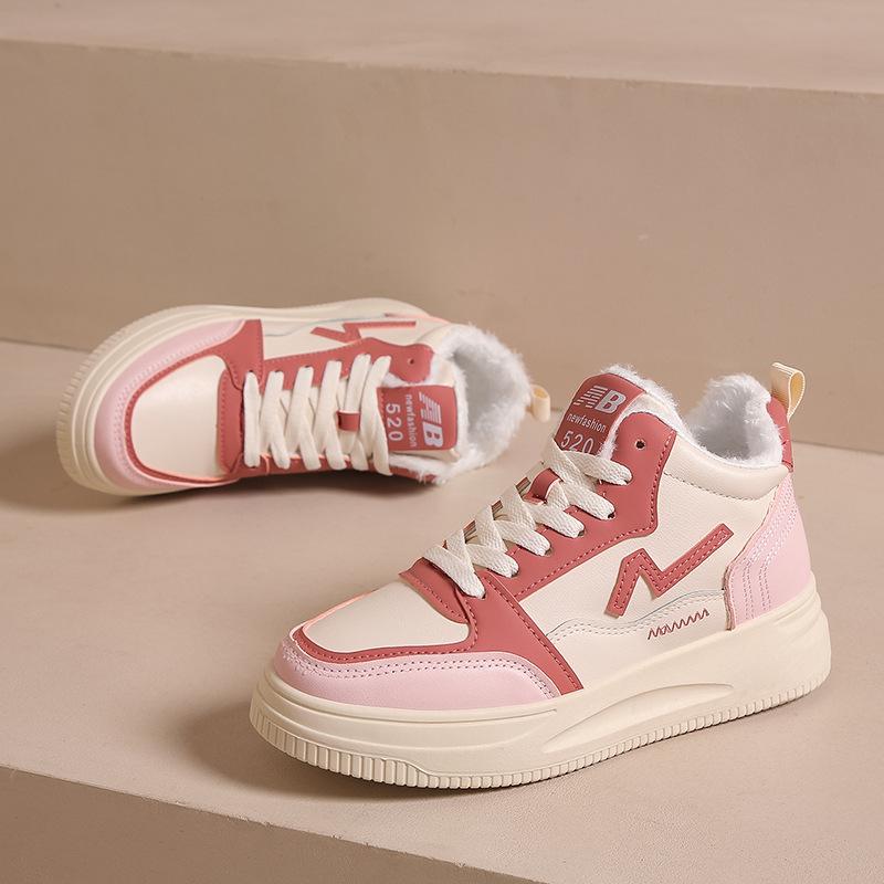 

Junior high school students high-top sports shoes women s 2025 new winter velvet warm two cotton shoes versatile casual white shoes 35