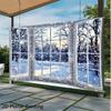 2D flat banner - Background fabric winter scene outside the window wall decoration banner suitable for living roomZL