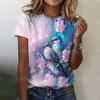 Summer Women's T Shirt Bird Print Casual Short Sleeve 3d T-Shirt Fashion Streetwear Crew Neck