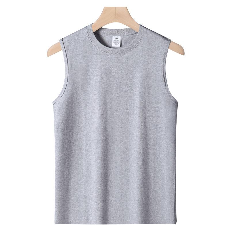 QICED Cotton Men's Vest Summer Loose Sports Fitness Shoulders Sleeveless T-shirt