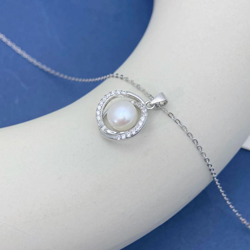 

Ожерелье из натурального пресноводного жемчуга для женщин - Стерлинговое серебро S925, Элегантный европейский/американский стиль, Универсальный роскошный чокер 925 Silver