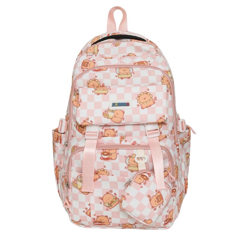 Printed Student Schoolbag Women's Large Capacity Travel Backpack with Coin Purse