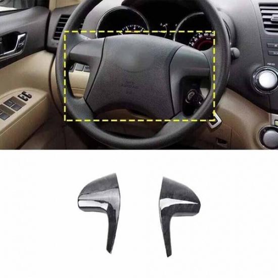 Car Front Steering Wheel Black Wood Frame Cover 08-2013 For Toyota Highlander 2*