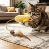 Plush Mouse Cat Toy Stuffed Mouse with Silver Vine Interactive Cat Mouse Toy with Tail Feathers Bell Kitten Kicker Toy Stimulates Hunting Instinct for