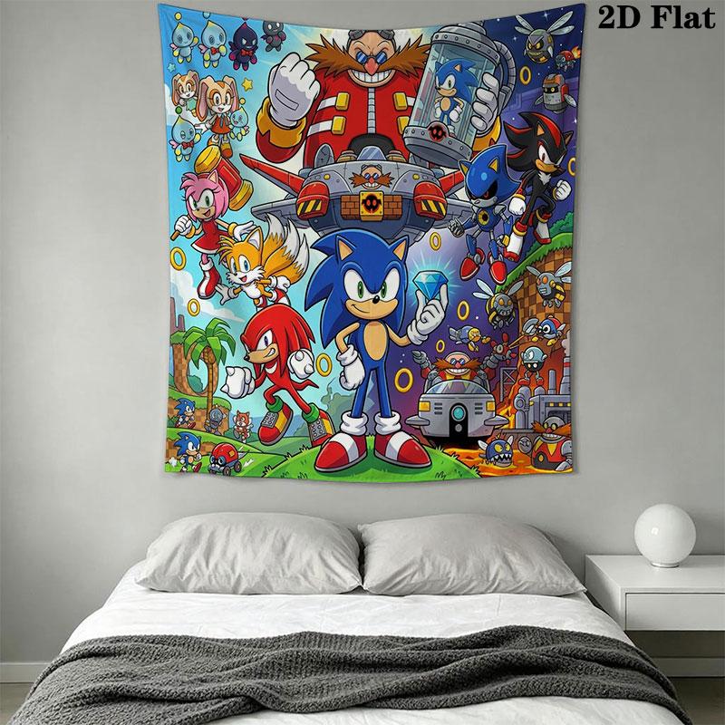 Hedgehog Sonic Bolt Wall Hanging Printed Fabric Blanket Decorative Tapestries for Bedroom Living Room Home Decor