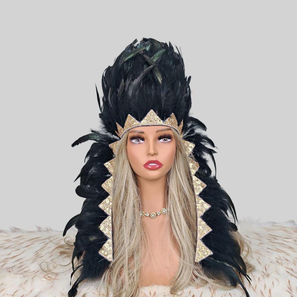 Indian Chief Feather Headdress Carnival Stage Cosplay Halloween Party Decor Hat