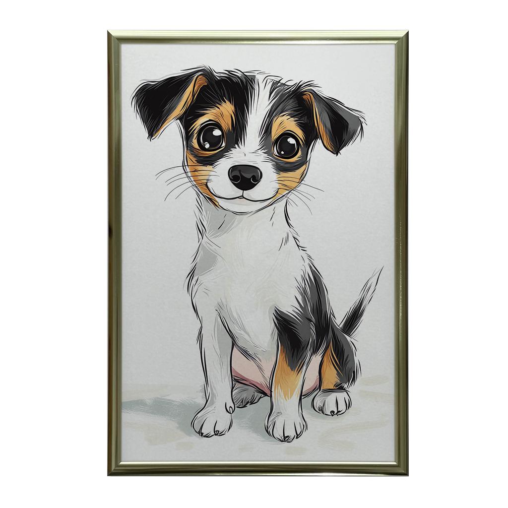 Śliczny Jack Russell Terrier - Plakat Dla Dzieci Śliczny Jack Russell Terrier - Plakat Dla Dzieci, 30X40 Cm, Rama Drewniana Jasny Dąb, Papier Matowy 2