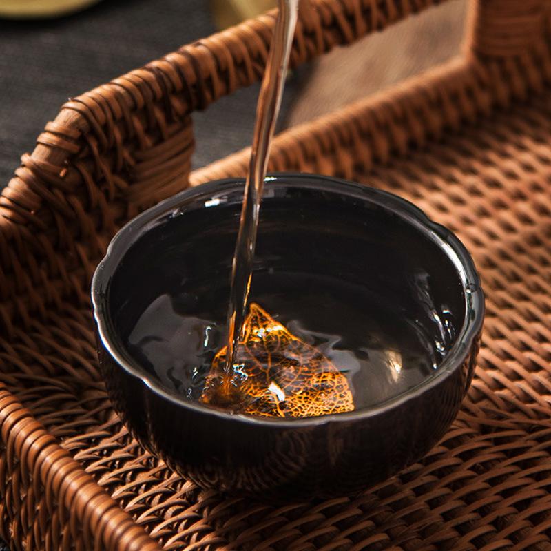 300ML Pottery Wooden Leaf Tea Cup Glaze Yaochang Tianmu Kiln Variable Jiancha Wooden Leaf Firing Medium Temperature Glaze