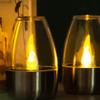 Solar LED Garden Candle Light - Stainless Steel & Glass Lawn Decoration