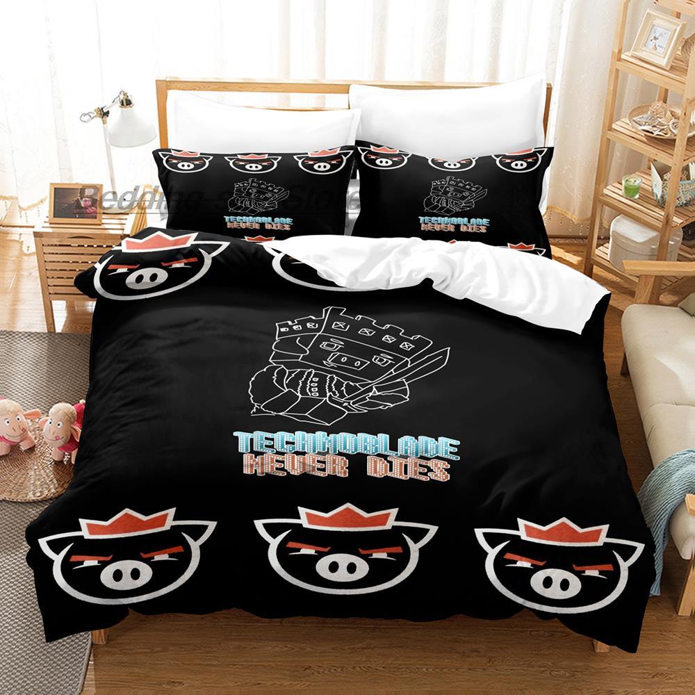 Technoblade Sängkläder Set Enkel Twin Full Queen King Size Sängset Vuxen Barn Sovrum Påslakanset 3D 2022 Anime Lakan Set