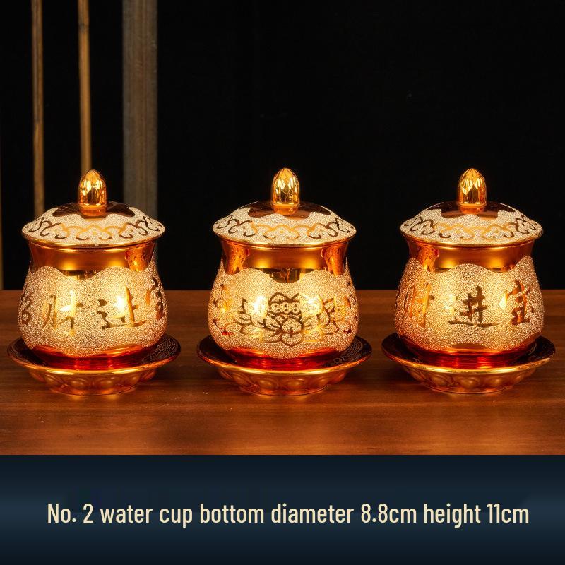 Buddhist Household Ceramic Offering Set: Incense Burner, Water Cup, Fruit Plate, Vase