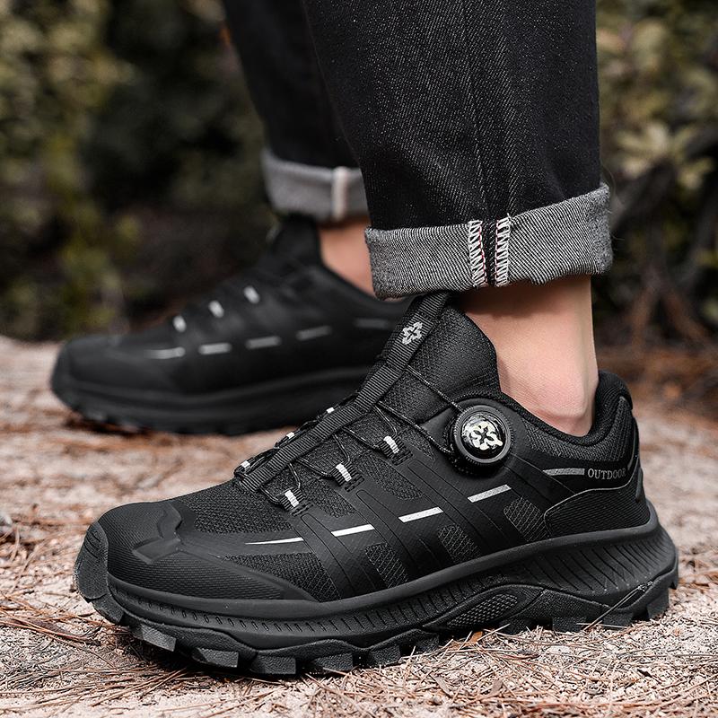 TUINANLE Mens Outdoor Hiking Non Slip Large Size Wide Walking Sneakers Rotating Button Casual Trainers