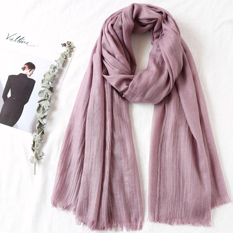 105*190cm One Piece Women Oversize Solid Plain Scarf Shawls Head Wraps Viscose Cashmere Muslim Frayed Hijabs Pashmina