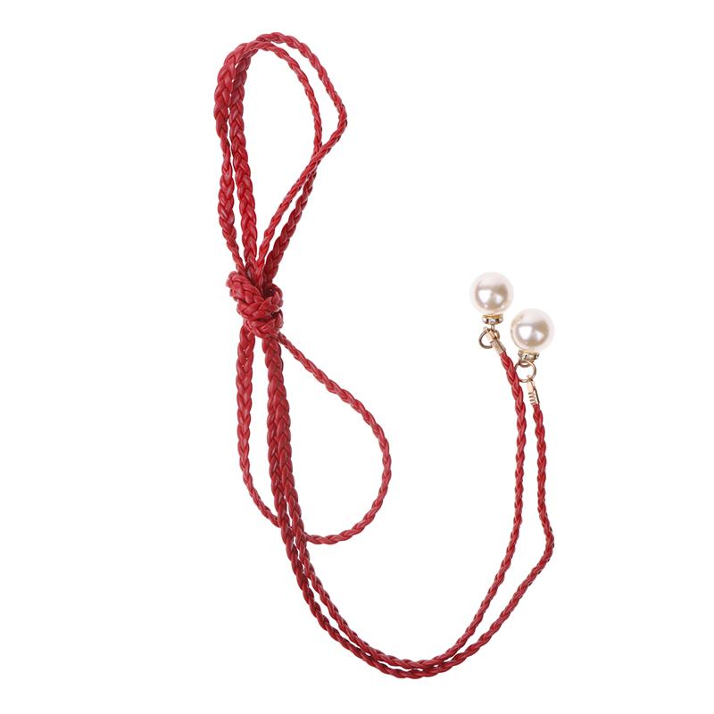 Retro Pu Geflochtener Perlengürtel Taillenkette Vielseitiger Damen Lederseilbund Taillenseil Jeans Kleider Bekleidungszubehör