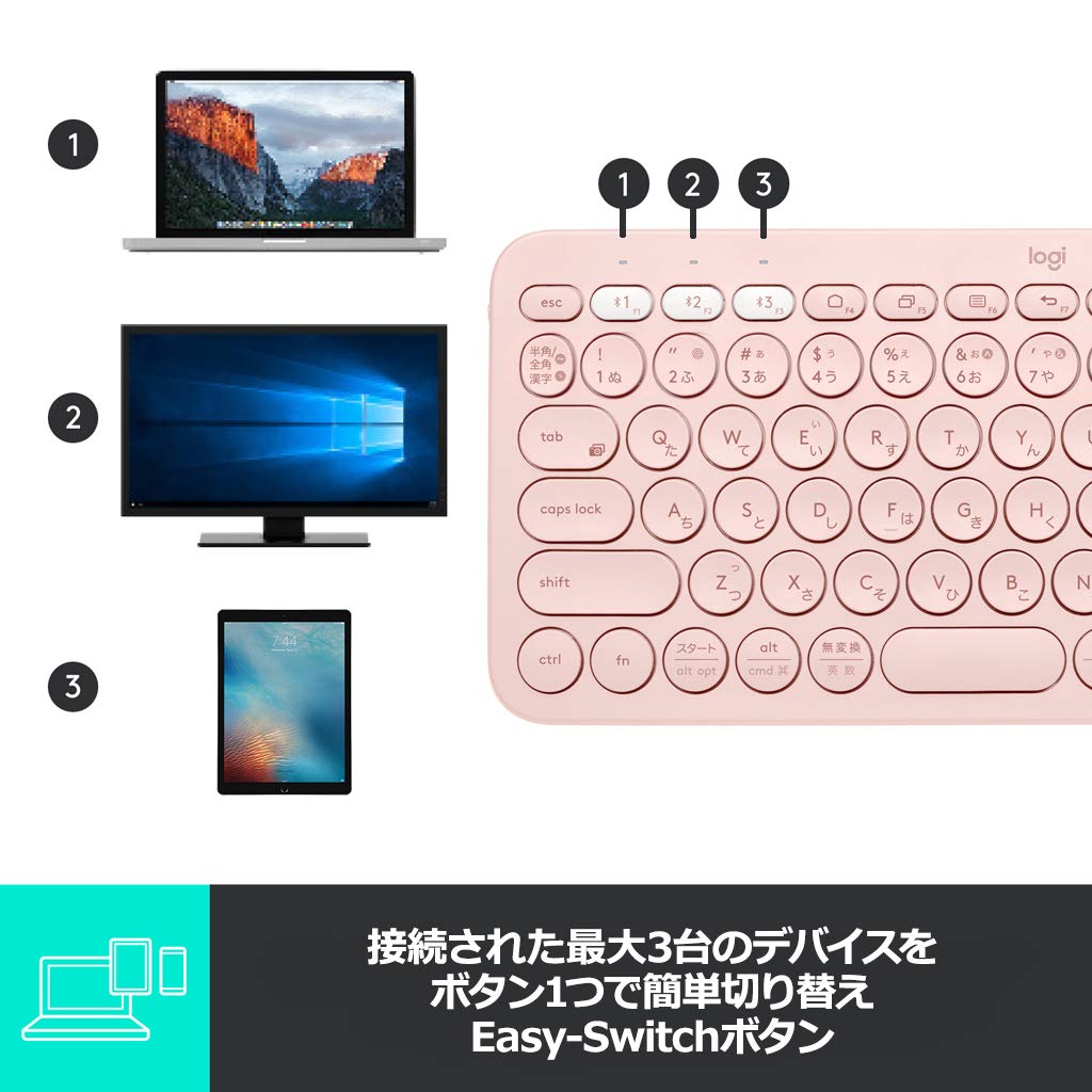 Bezdrátová klávesnice Logitech, tenká a malá bezdrátová klávesnice K380RO, Bluetooth, bezdrátová, Windows, Mac, iOS, Android, Chrome, K380