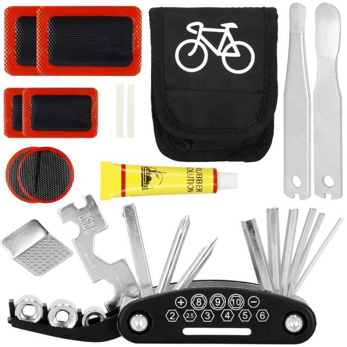 Kit Réparation Vélo - SPRINGOS® - 14 en 1 - Outils Multifonctionnels - Sac de Rangement Pratique - Blanc