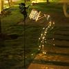 Metal Yard Ornaments for Gift Christmas Solar Santa Kettle Light, Solar-Powered Claus Watering Can Stake Lamp Decorative Stakes with LED String,