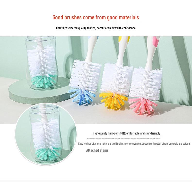 Baby Bottle & Nipple Brush Set, Long Handle Rotating Cup Brush, Thermos Cleaner