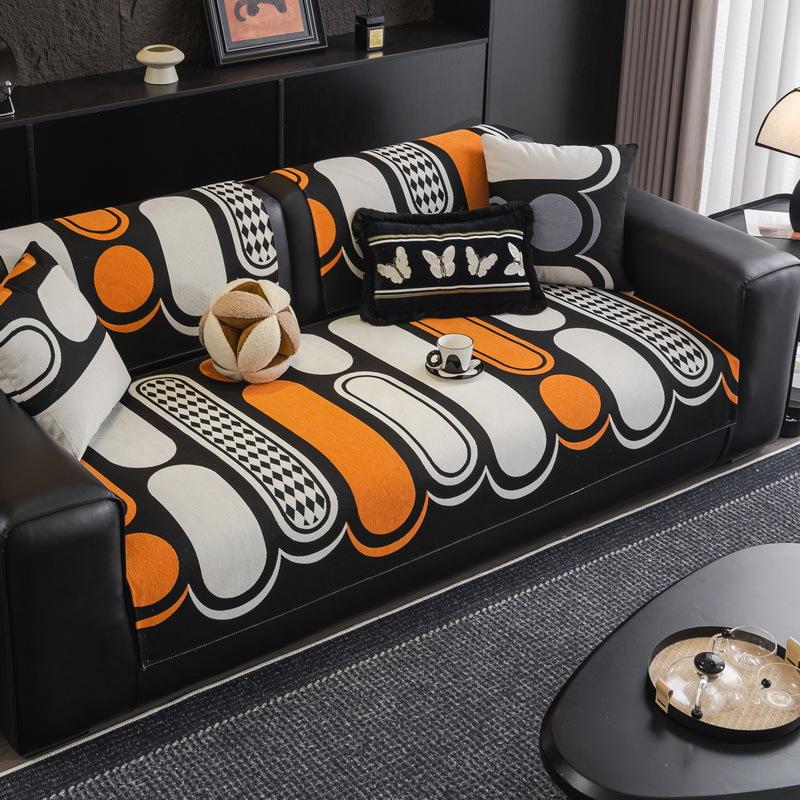 Special-Shaped Sofa Cushion, Universal Sofa Cover For All Seasons, Light Luxury, High-End Fixed Non-Slip Straight-Row Leather Sofa Seat Cushion