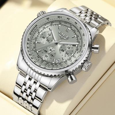 Luxusní pánské hodinky s datem, chronograf, nerezová ocel, pánské hodinky, vodotěsné, luminiscenční, sportovní, vojenské, pánské quartzové hodinky