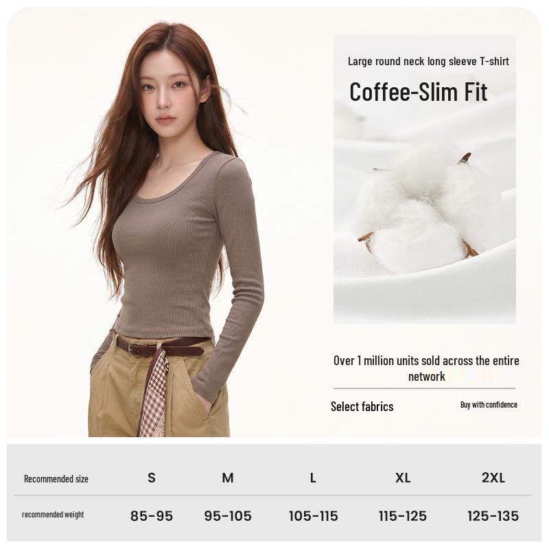 Women's Slim Fit U-Neck Short Sleeve T-Shirt - Flattering Pure Color, New Fashion Trend.